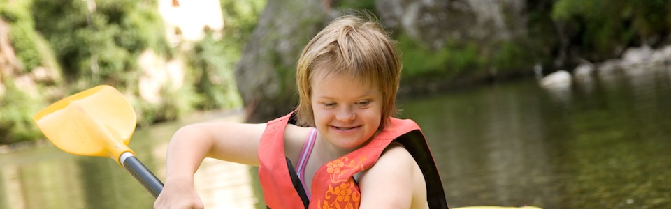 Kid with disability rowing