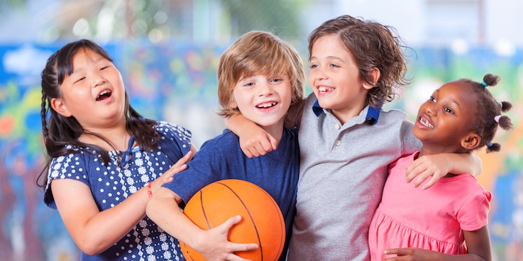 Children with basketball